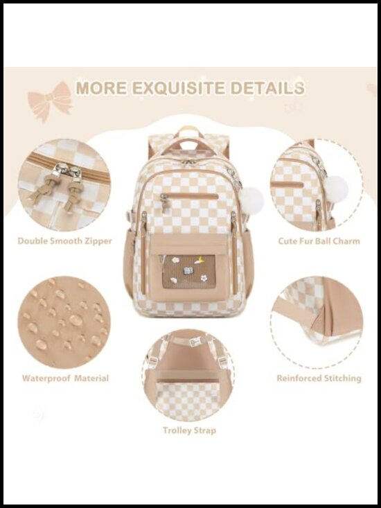 Girls 3-Piece Backpack Set Ita Bag Lunch Box Pencil Pouch, Aesthetic Kids main image 4